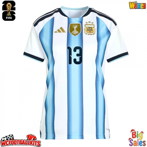 Argentina Cristian Romero #13 Replica Home Stadium Shirt for Women World Cup 2026 Short Sleeve